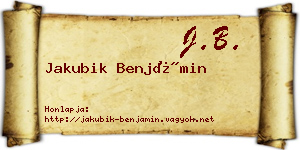 Jakubik Benjámin névjegykártya